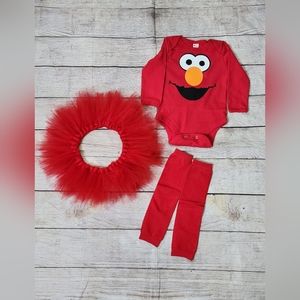 Girls Red Elmo Onesie with matching Tutu and legwarmer